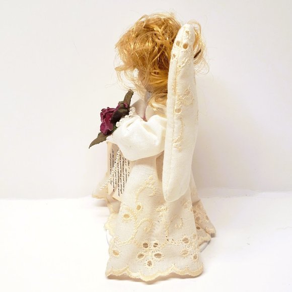 Guardian Angel Marycana San Jose Handmade Figurine Wings Flowers Ecru Lace - Picture 6 of 7